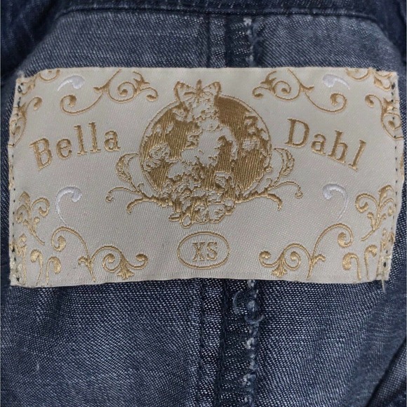 Bella Dahl Blue Tencel Chambray Button Front Top 3/4 Sleeve Shirt Size XS - Picture 9 of 11